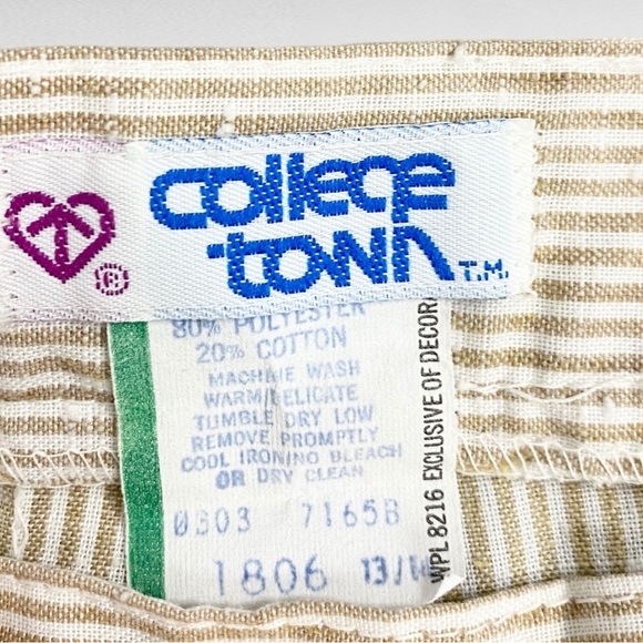 VINTAGE | College Town Tan & White Stripe Preppy High Rise Skirt w/Pockets - Picture 5 of 8